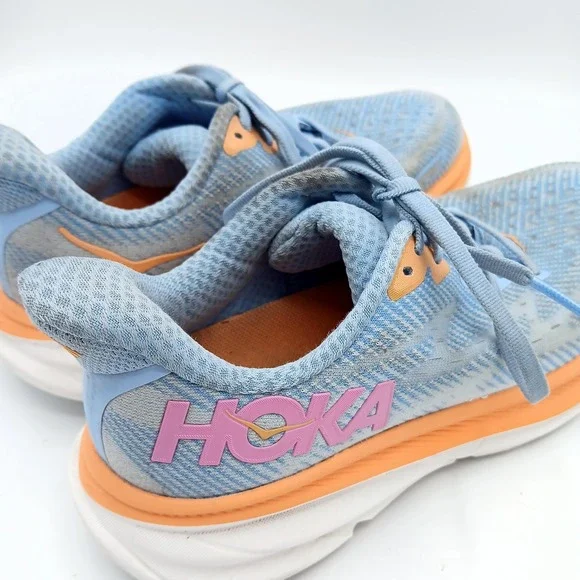 Hoka Clifton 9 Shoes Womens Size 7.5 Blue Orange Running Sneakers 1127896 ABIW - Picture 3 of 8